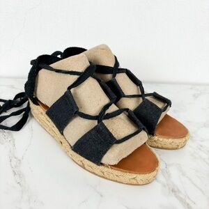 Unisa Women's Black Canvas Gladiator Sandals Sz 7.5